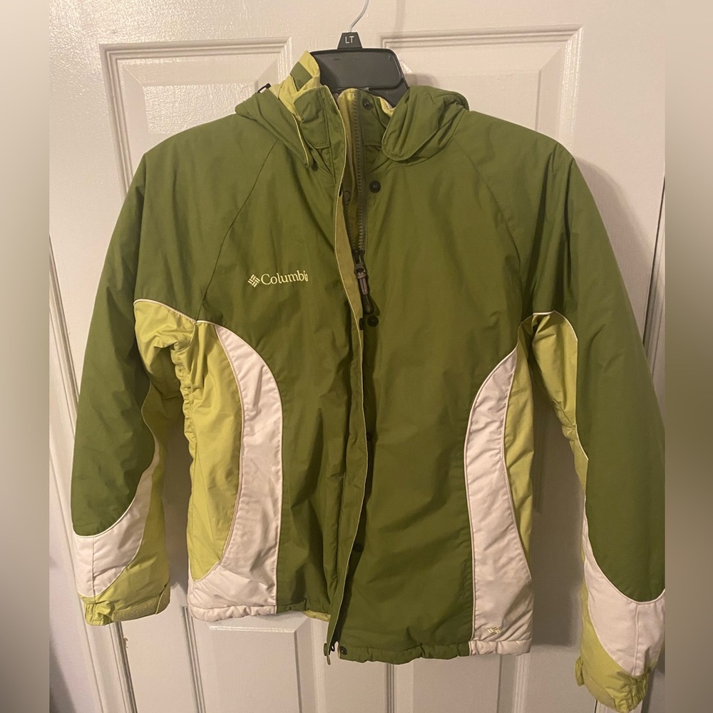 Columbia Winter Jacket Green Removable Hood Size M